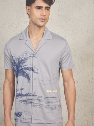 UltraLuxe<sup>TM</sup> Sea Land Print Button Down Shorts Set