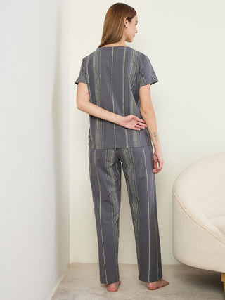 CottonEase<sup>TM</sup> Vertical Stripe Henley Pyjama Set