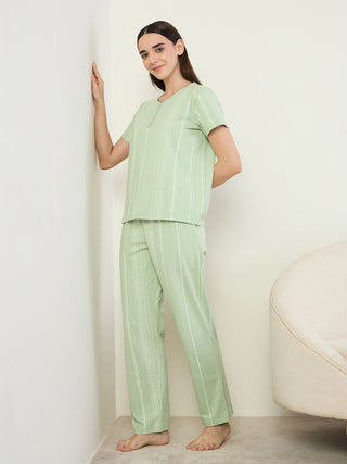 CottonEase<sup>TM</sup> Vertical Stripe Henley Pyjama Set