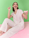 Snoopy Sweet Treats Button Down Piping Wide Leg Pyjama Set - Sugar White