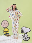 Snoopy Peanuts Pals Button Down Palazzo Pyjama Set - Swan White