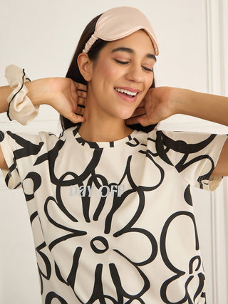 CottonEase<sup>TM</sup> Abstract Bloom Wide Leg Pyjama Set