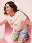 CottonEase™ Tom & Jerry Playful Panels Palazzo Pyjama Set - Swan White