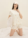 SoftCloud™ Teddy Bear Shorts Set - Swan White