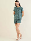 Paisley Swirl Shorts Set - Teal
