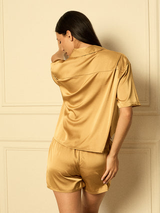 Silky Dreams Chromatic Flow Button Down Shorts Set