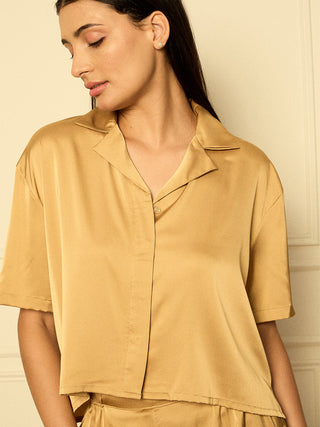 Silky Dreams Chromatic Flow Button Down Shorts Set