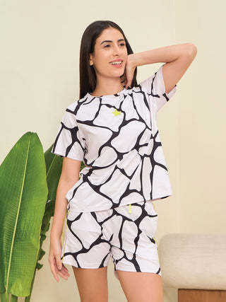 Graphic Strokes Shorts Set