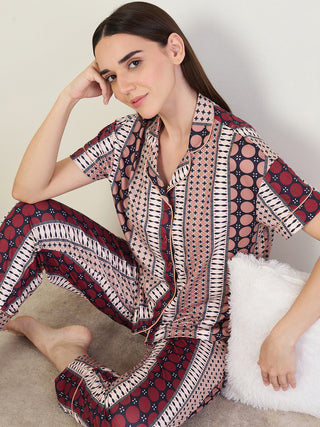 SoftCloud<sup>TM</sup> Patchwork Stripe Button Down Pyjama Set