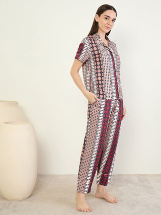 SoftCloud<sup>TM</sup> Patchwork Stripe Button Down Pyjama Set