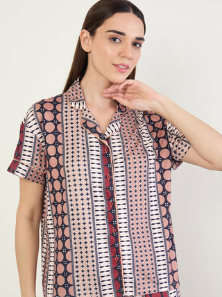 SoftCloud<sup>TM</sup> Patchwork Stripe Button Down Pyjama Set