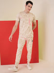 Urban Blocks Round Neck Pyjama Set - White Sand