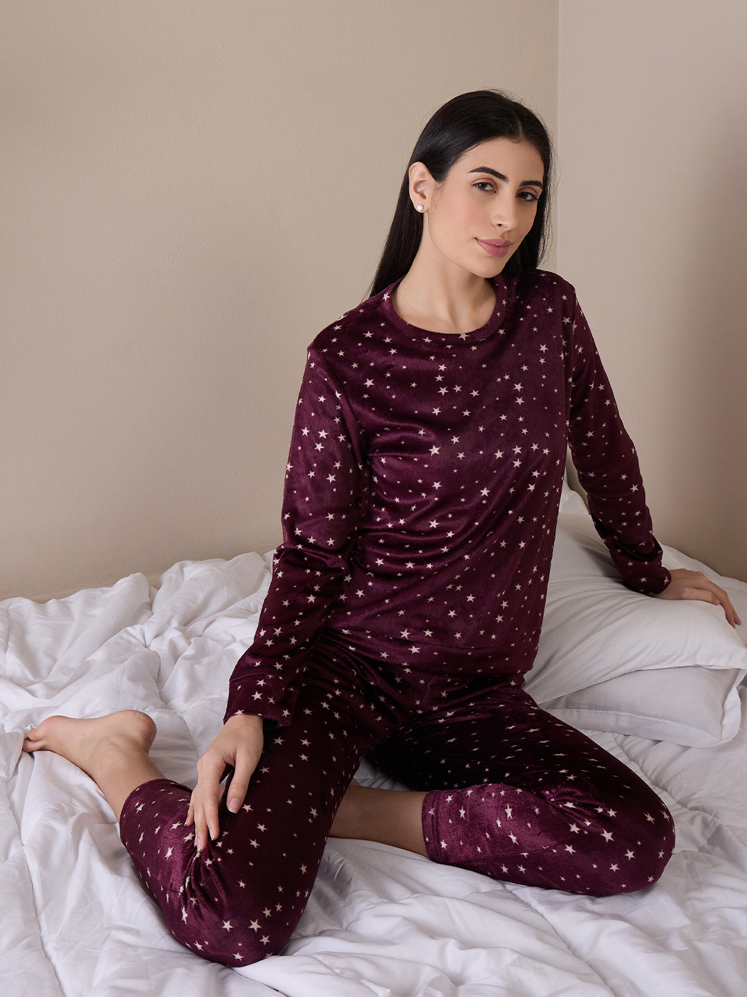 Buy Sweet Dreams Velour Star Wine Luxe Velour Spandex Tracksuits for Women