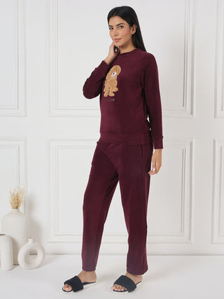 Dog Club Round Neck Tracksuit - Wine