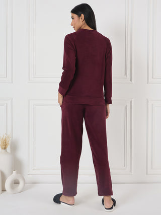 Dog Club Round Neck Tracksuit - Wine