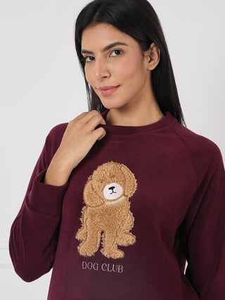 Dog Club Round Neck Tracksuit - Wine