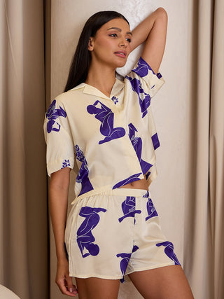 Silky Dreams Chromatic Flow Button Down Shorts Set