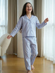 Pretty Lined Pyjama Set - Zen Blue